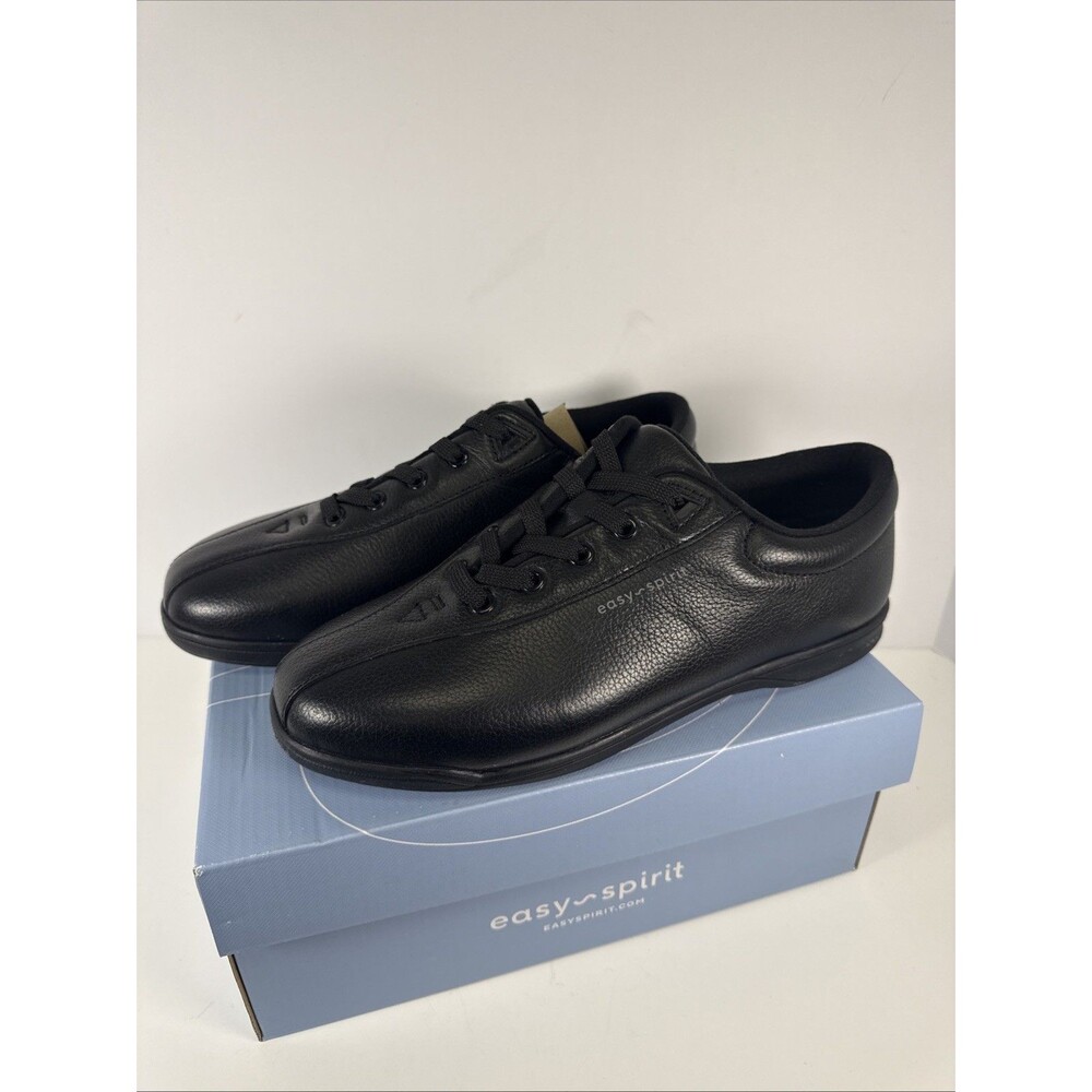 Easy Spirit Women's AP Lightweight Walking Sneakers Black Leather Size 8